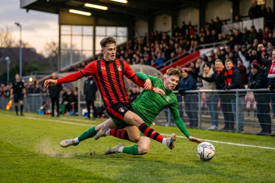 Jogadores das categorias de base disputando a bola em partida decisiva de torneio continental