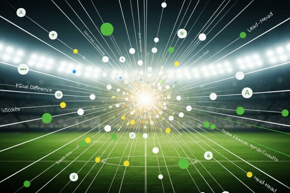 Representação visual dinâmica dos fatores hierárquicos que influenciam a classificação final, ilustrando como funcionam os critérios de desempate no Brasileirão.