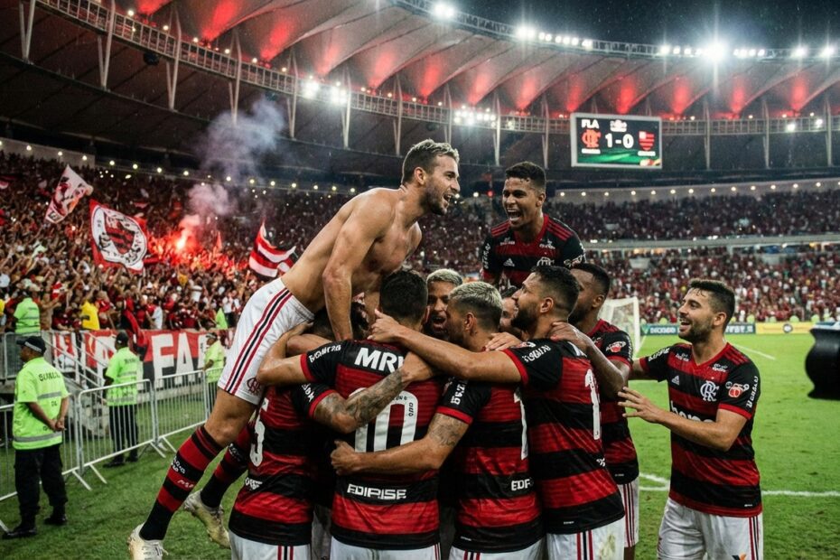 Jogadores do Flamengo comemoram goleada no Maracanã