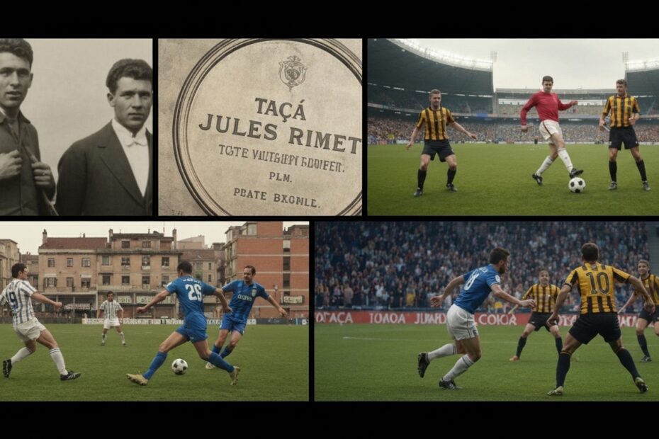 Montagem de momentos históricos e curiosidades do futebol