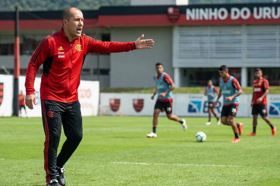 Leonardo Jardim comanda treino do Flamengo antes da final do Carioca